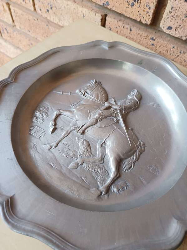 vintage pewter plate
