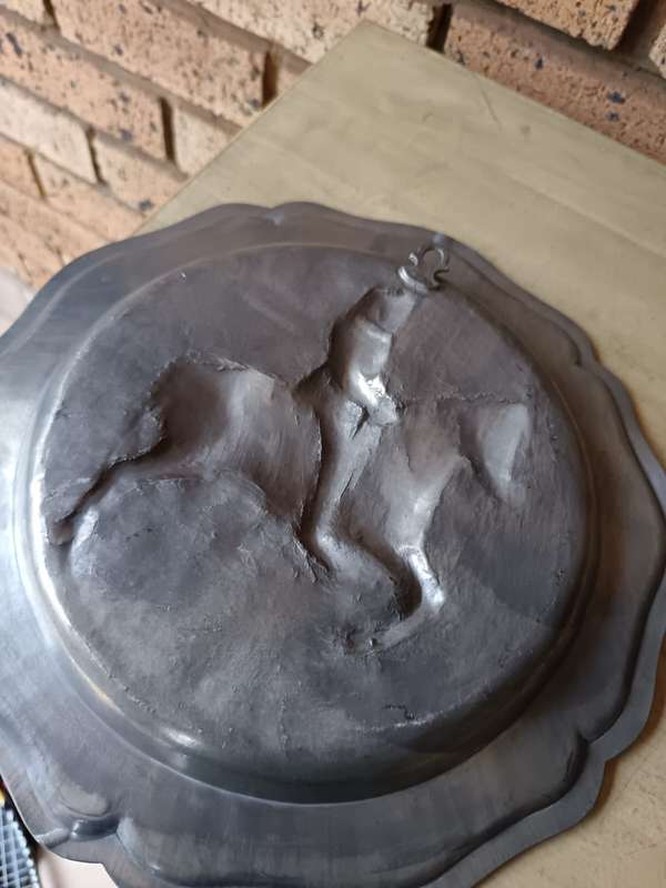 vintage pewter plate