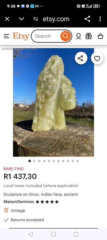 carved green onyx type stone indian bust