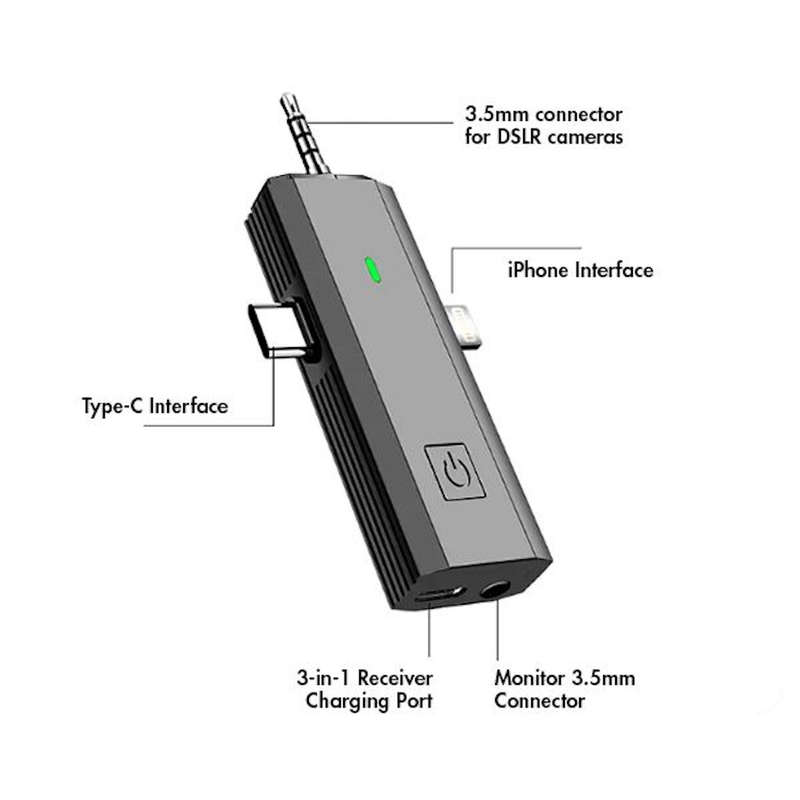 Noise-Reducing 3-in-1 Wireless Lavalier Microphone