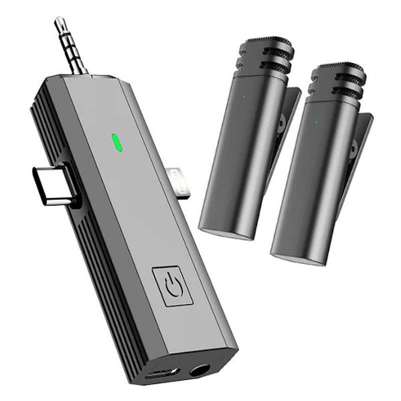 Noise-Reducing 3-in-1 Wireless Lavalier Microphone