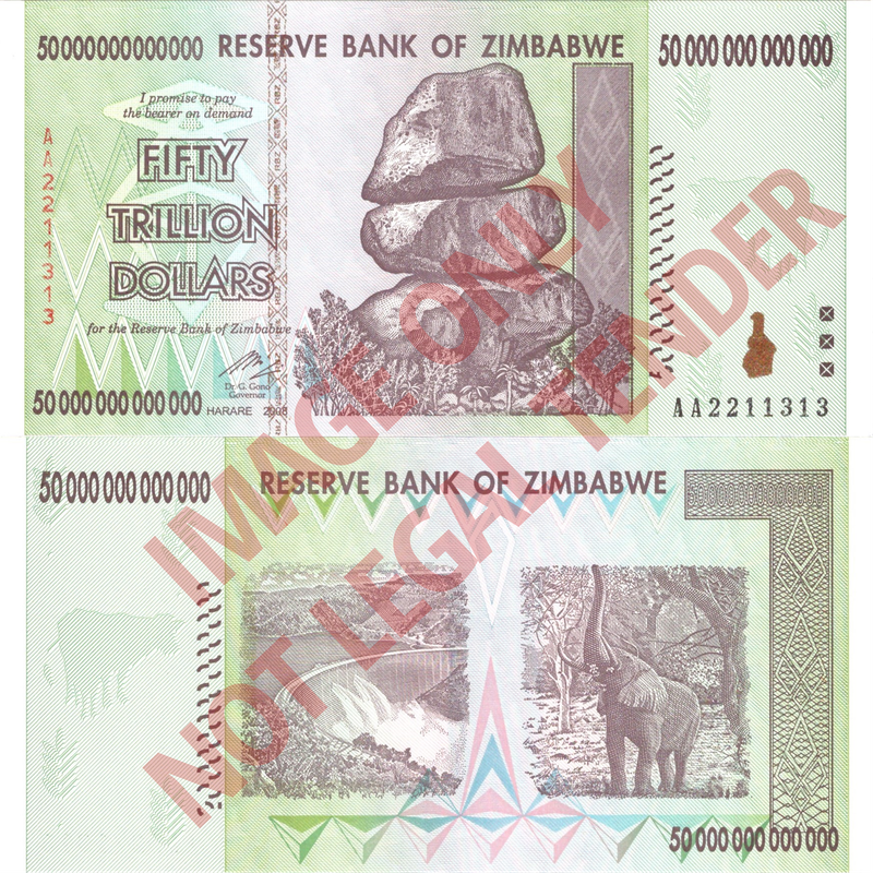 Zimbabwe Z$50 Trillion 2008 Banknote [AA2211313]