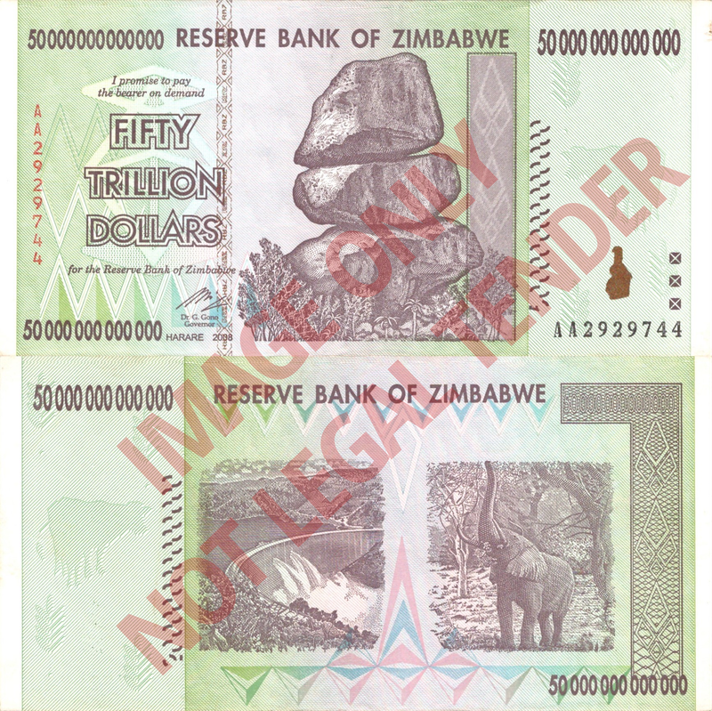 Zimbabwe Z$50 Trillion 2008 Banknote [AA2929744]