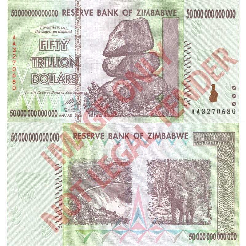 Zimbabwe Z$50 Trillion 2008 Banknote [AA3270680]