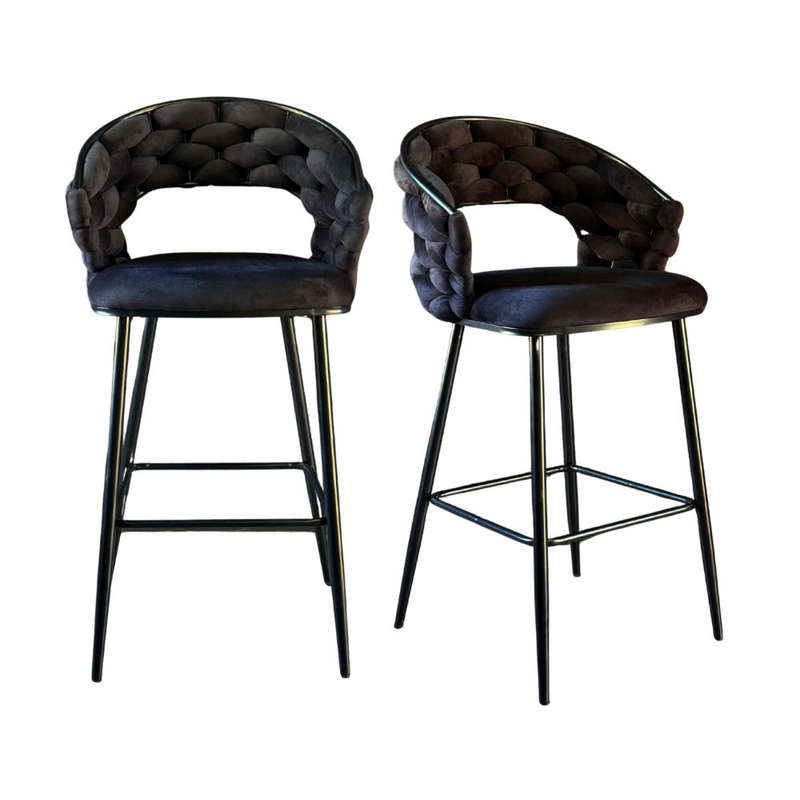 KC FURN  Venus Set Of 2 Velvet Barstools