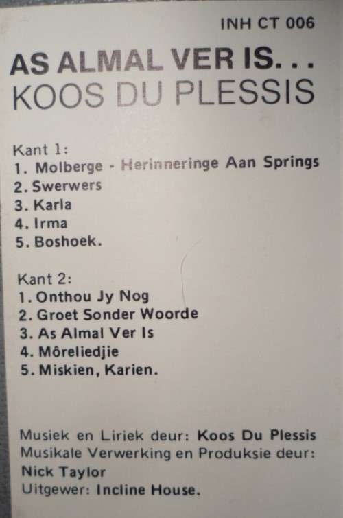 As Almal ver is. Koos du Plessis. Kasset. SKAARS.