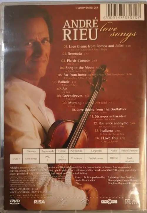 Andre Rieu - Love Songs. (DVD).