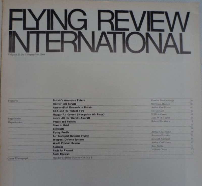 Flying Review International. Sept 1969. Magazine.  Military and Civilian.