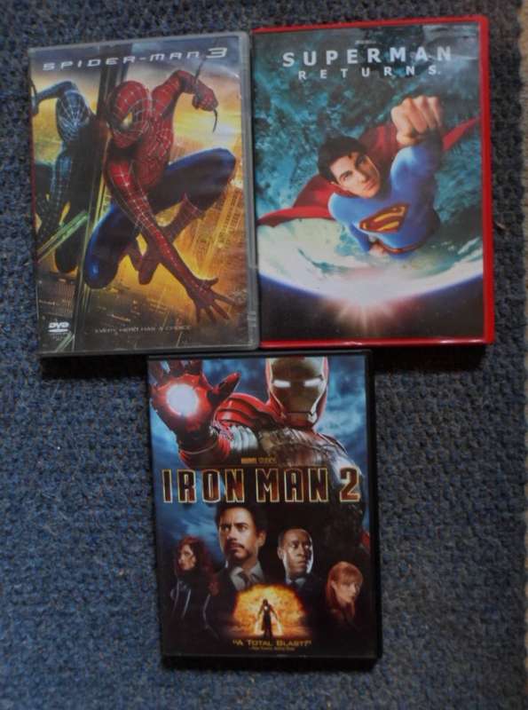 DVD combo. Superman Returns. Spiderman 3. Iron Man 2.
