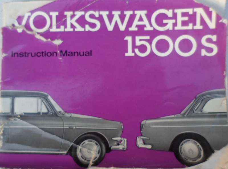 Volkswagen 1500S. Instruction Manual. RARE.