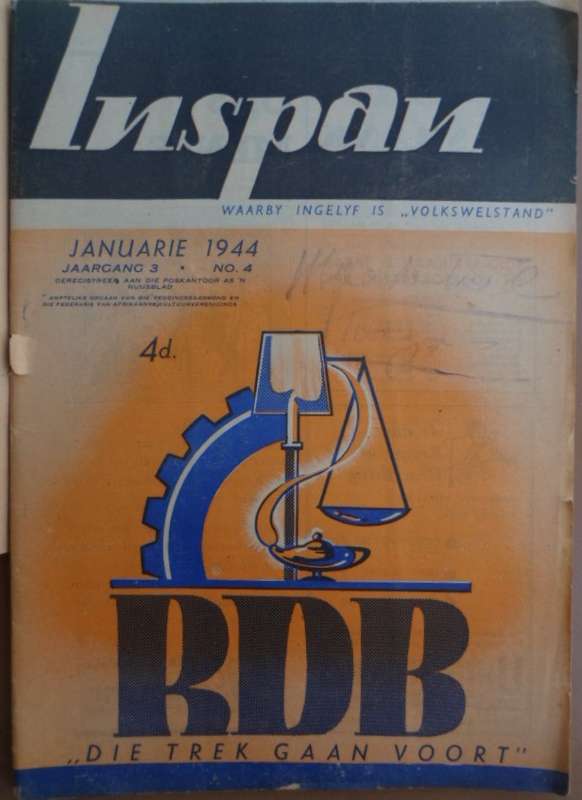 Inspan. Jan 1944. Reddingsdaadbond en F.A.K.  Baie Skaars!