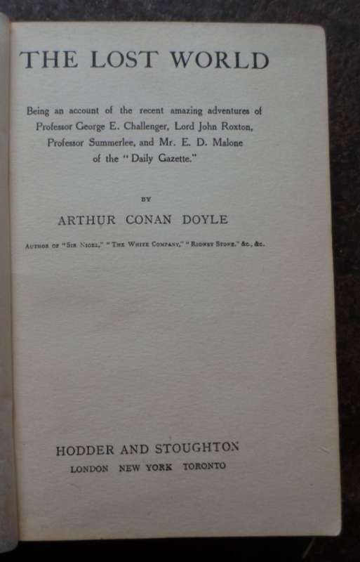 The Lost World - A. Conan Doyle. 1st Ed: 1912.