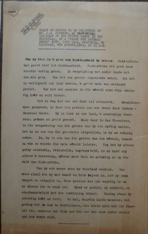 2 Speeches delivered by Jan H Hofmeyr. 1935 & 1945. Rare!
