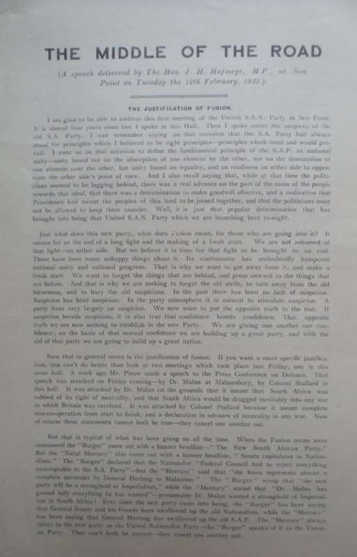 2 Speeches delivered by Jan H Hofmeyr. 1935 & 1945. Rare!
