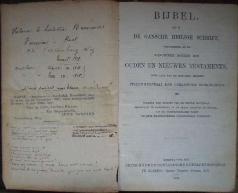 Bijbel. 1904. Gebind in egte leer.