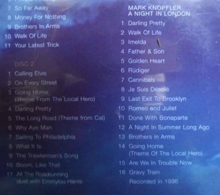 The Best of Dire Straits & Mark Knopfler. Private Investigations. Live in Concert.  1 DVD + 1 CD.