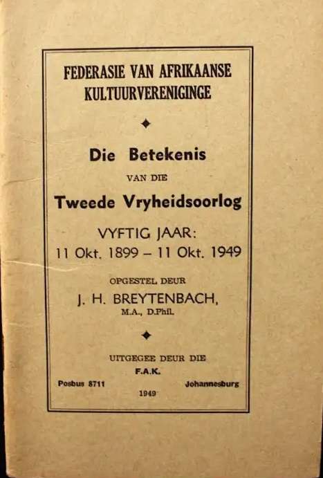 Die Betekenis van die Tweede Vryheidsoorlog - J.H. Breytenbach (1949)