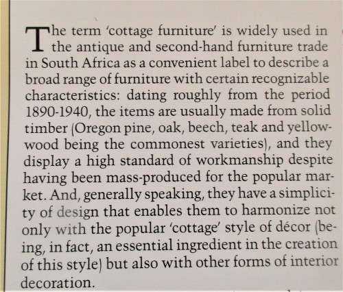 COTTAGE FURNITURE IN SOUTH AFRICA. John Kench.