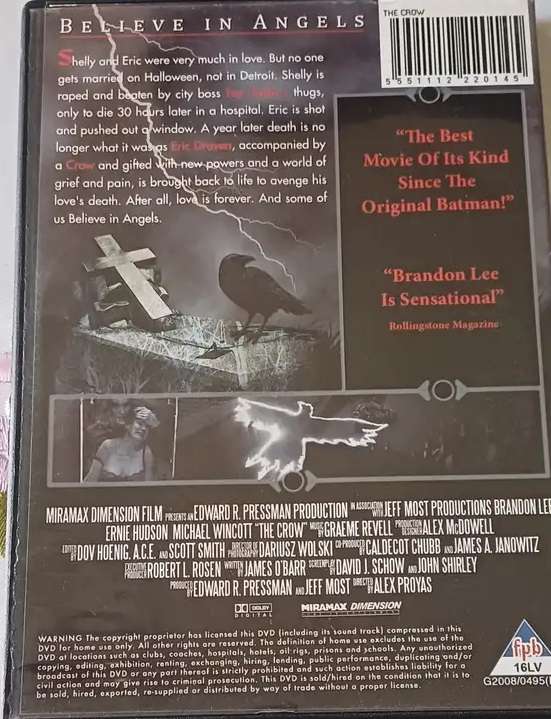 The Crow. (DVD). With Brandon Lee.