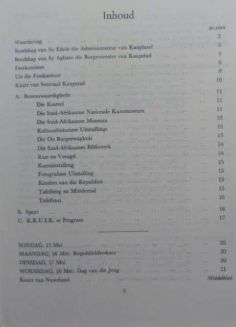 Republiekfees Kaapstad. Mei 1966. 5 Jaar Gedenkprogram. / Capetown Souvenier Programme.