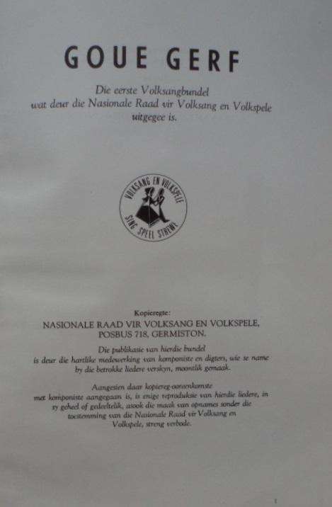 Goue Gerf. Die eerste Volksangbundel.