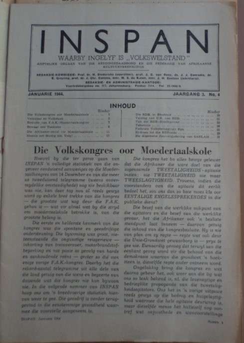 Inspan. Jan 1944. Reddingsdaadbond en F.A.K.  Baie Skaars!
