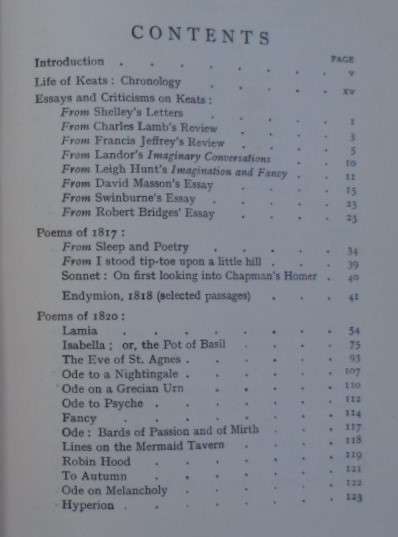 Keats. Poetry and Poems. Also Essays and Criticisms.