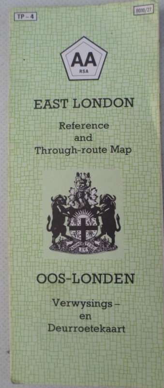 Vintage AA Road Map. TP-4. East London. Reference and Through-route map.