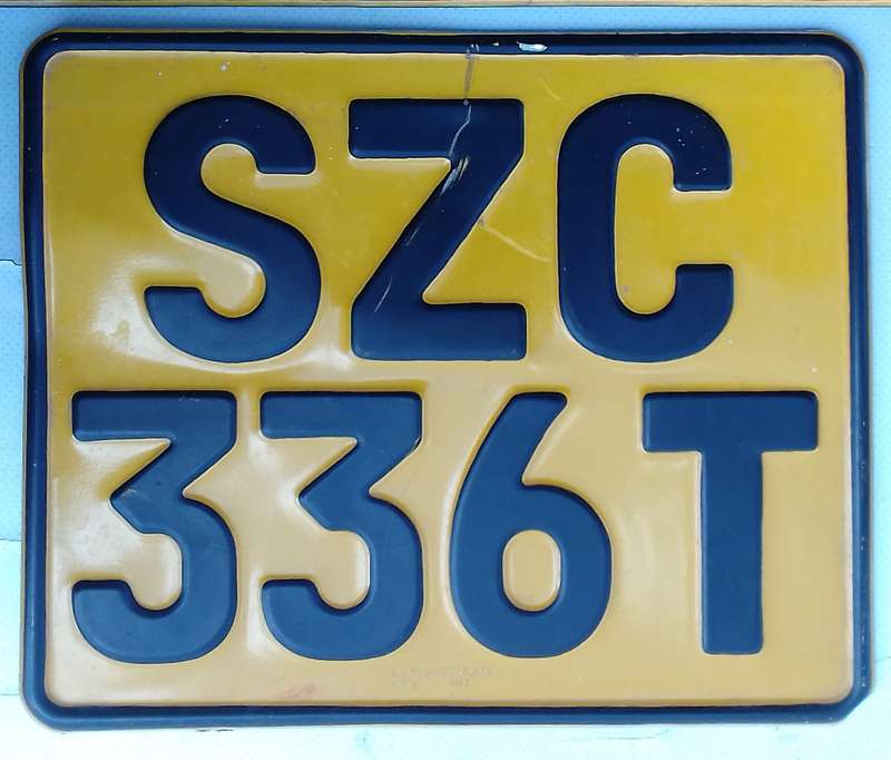 Original Vintage Transvaal Numberplate.