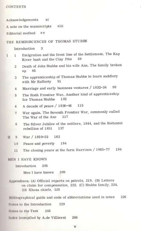 Reminiscences of Thomas Stubbs. The Graham`s Town Series.