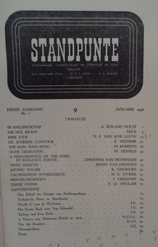 Standpunte 9.   Jaargang 3, nr 1.  Jan 1948.  SKAARS.