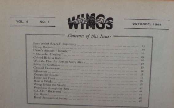 Wings. Air Force Magazine. Vol 4 no 1.  Oct 1944. WW2.