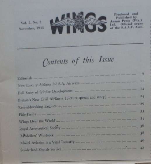Wings. Air Force Magazine. Vol 5 no 2. Nov 1945. WW2.