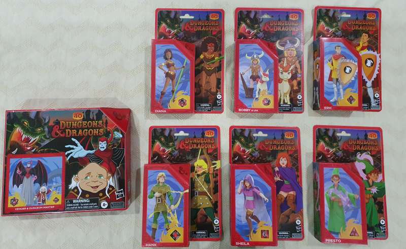 Hasbro Dungeons & Dragons Cartoon Classics 6", Complete Set Of 8 Characters, D&D 80s Cartoon