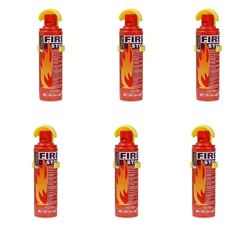 6x Portable Fire Extinguisher With Holder - 500ml