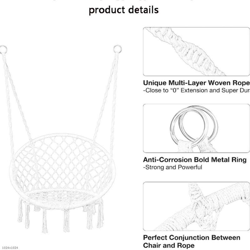 Handmade Rope Knitted Macrame Hanging Swing Chair