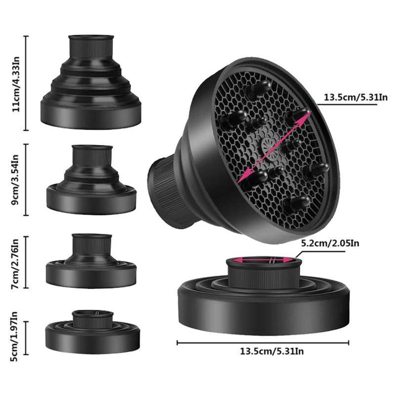 Boss Universal Silicone Folding Hairdryer Diffuser For Enhanced Curly Hair