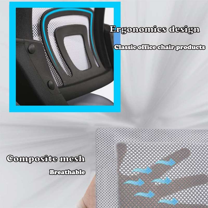 Office Chair Ergonomic Computer Chair Home Armchair Task Study Typist Chair-Grey Black