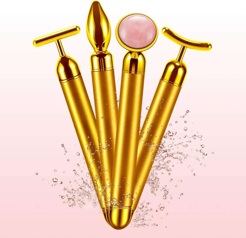 4 In 1 Face Massager Roller 24k Golden Face Roller, Arm Eye Nose Massager