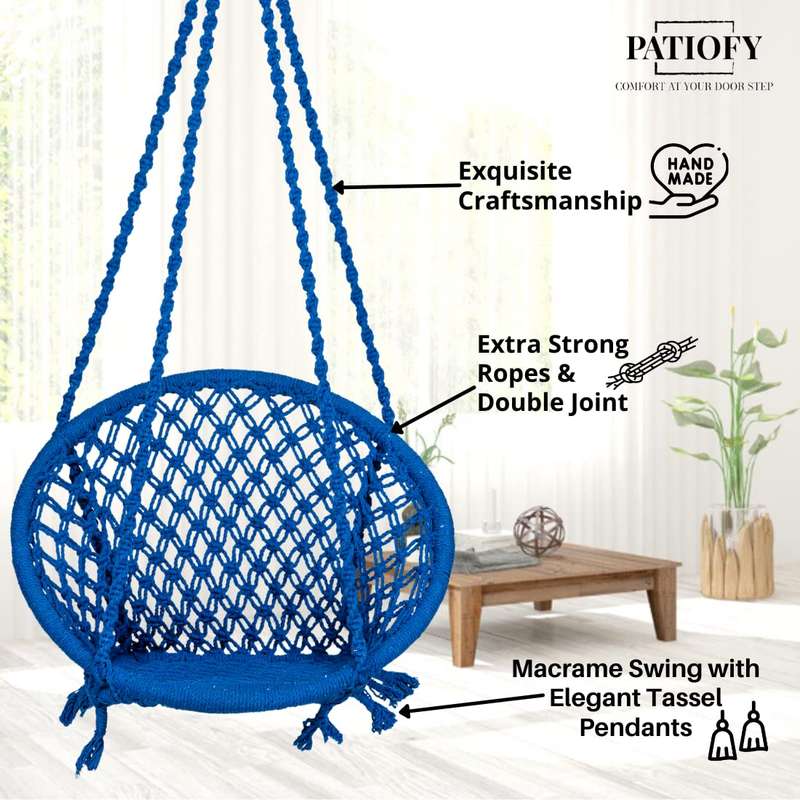 Handmade Rope Knitted Macrame Hanging Swing Chair