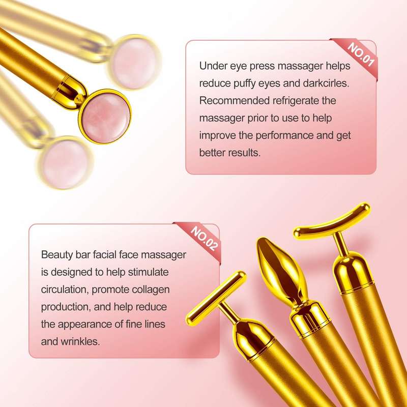 4 In 1 Face Massager Roller 24k Golden Face Roller, Arm Eye Nose Massager