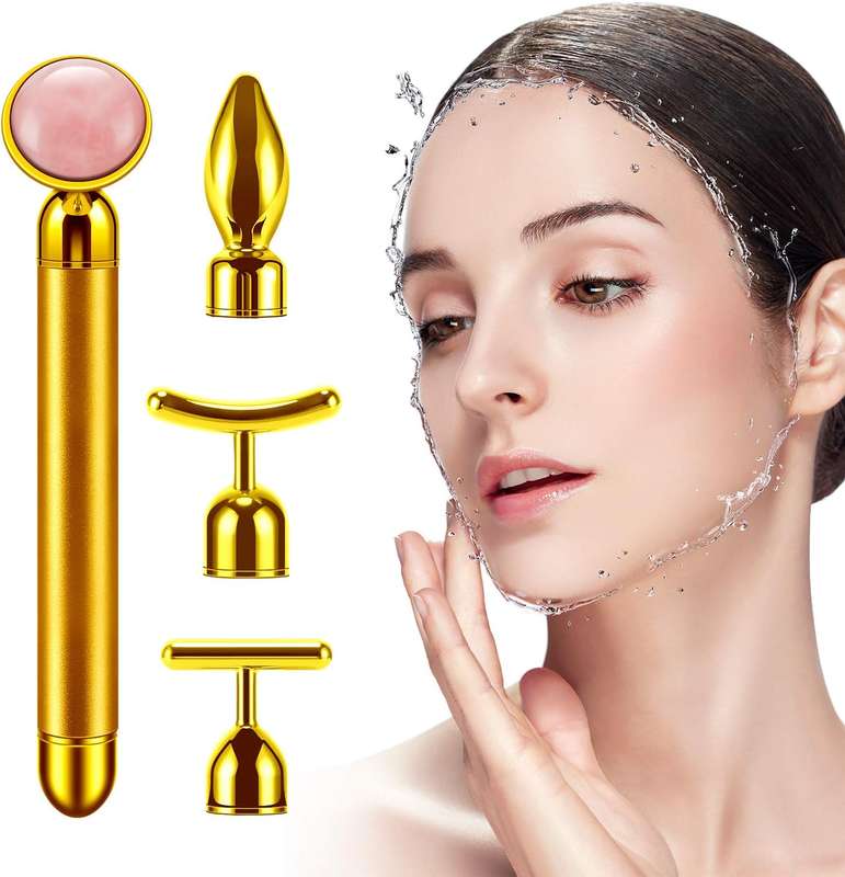 4 In 1 Face Massager Roller 24k Golden Face Roller, Arm Eye Nose Massager