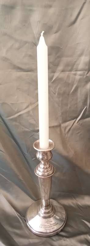 Maritime Silver Plated Candle-holder inscribed S.A.S KRUGER
