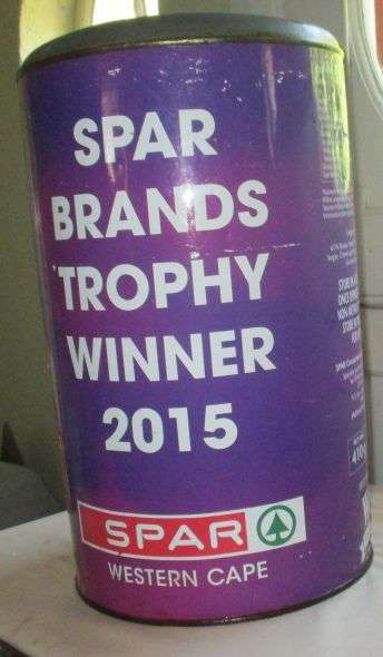 NOVELTY TIN SPAR BAKED BEANS STOOL .