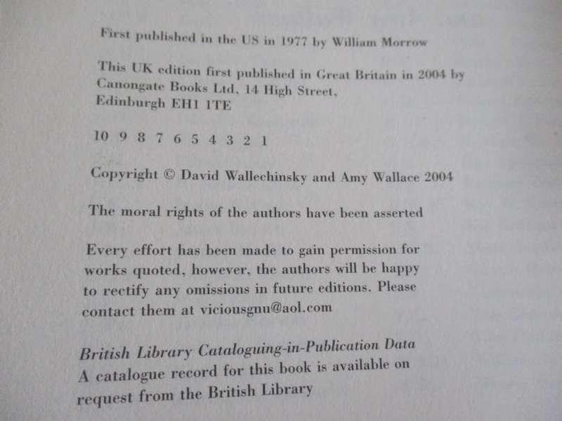 THE BOOK OF LISTS - THE ORIGINAL COMPENDIUM OF CURIOUS INFORMATION - DAVID WALLECHINSKY