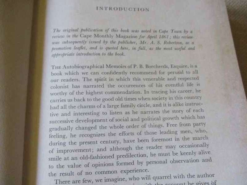 PETRUS BORCHARDUS BORCHERDS- AN AUTOBIOGRAPHICAL MEMOIR ( limited edition )