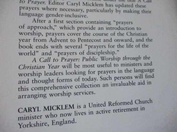 A CALL TO PRAYER - PUBLIC WORSHIP THROUGH THE CHRISTIAN YEAR - CARYL MICKLEM