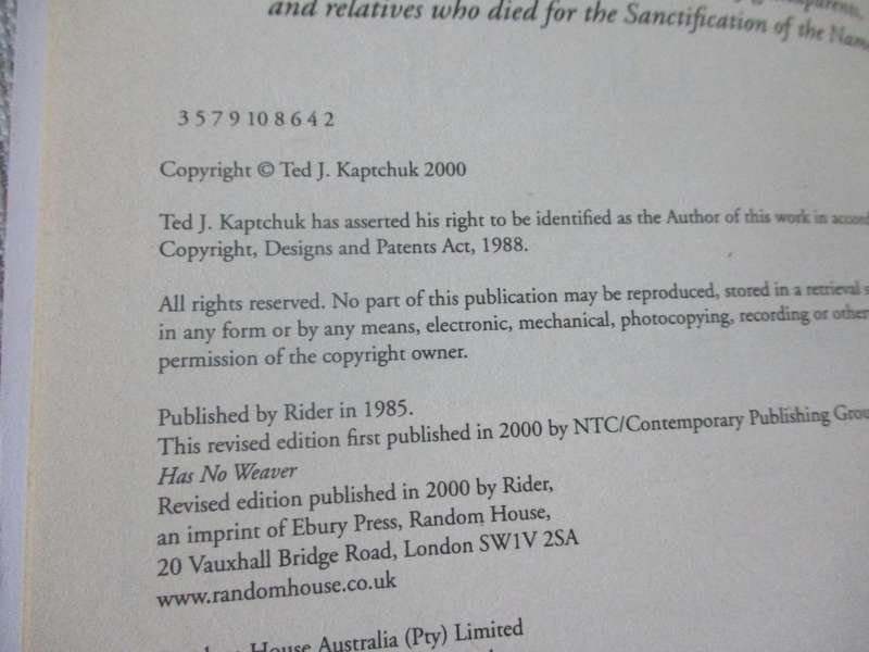 CHINESE MEDICINE - THE WEB THAT HAS NO WEAVER - TED J KAPTCHUK