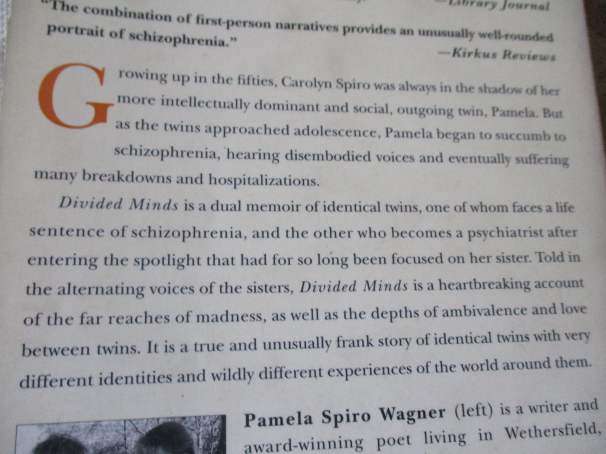 DIVIDED MINDS - TWIN SISTERS AND THEIR JOURNEY THROUGH SCHIZOPHRENIA - PAMELA SPIRO WAGNER AND ...