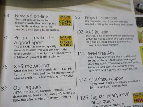 JAGUAR WORLD MONTHLY MAGAZINE NOVEMBER 2005